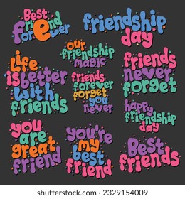 happy friendship day colorful typography