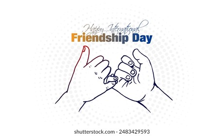 Happy Friendship Day concept. 2 friends shaking hands vector illustration.