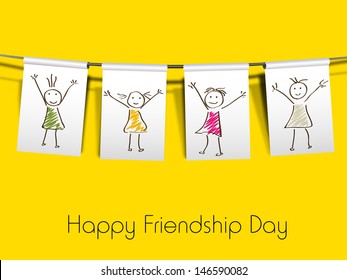 Happy friendship day concept on yellow background.