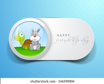 Happy friendship day concept with tortoise and hare.