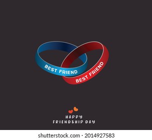 happy friendship day concept. two wristbands are red and blue in color with friendship text. vector illustrations