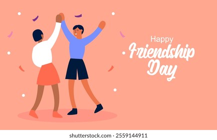 Happy Friendship Day Concept Vector Illustration. Flat Modern Design for Web Page, Banner, Presentation etc.