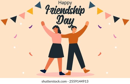 Happy Friendship Day Concept Vector Illustration. Flat Modern Design for Web Page, Banner, Presentation etc.