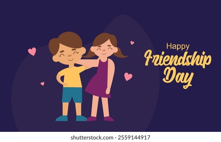 Happy Friendship Day Concept Vector Illustration. Flat Modern Design for Web Page, Banner, Presentation etc.