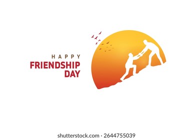 Happy Friendship Day concept vector illustration. Greeting card, back view of the friends' group. Abstract vector illustration.
