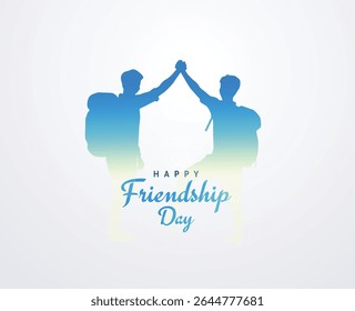 Happy Friendship Day concept vector illustration. Greeting card, back view of the friends' group. Abstract vector illustration.
