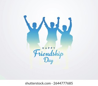 Happy Friendship Day concept vector illustration. Greeting card, back view of the friends' group. Abstract vector illustration.

