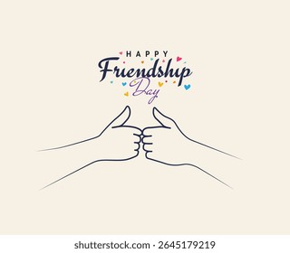 Happy Friendship Day concept vector illustration. Greeting card, back view of the friends' group. Abstract vector illustration.