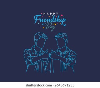 Happy Friendship Day concept vector illustration. Greeting card, back view of the friends' group. Abstract vector illustration.
