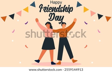 Happy Friendship Day Concept Vector Illustration. Flat Modern Design for Web Page, Banner, Presentation etc.