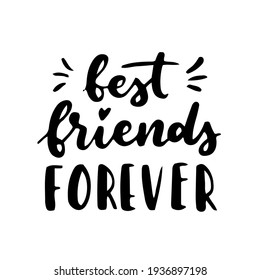 Happy Friendship Day cute hand lettering. Best friends forever. Greeting card typography template. Modern calligraphy design elements, quotes, friend phrase.