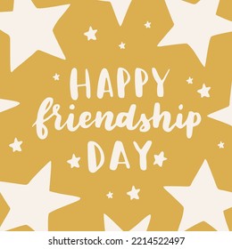 Happy Friendship Day cute hand lettering. Best friends forever. Greeting card typography template. Modern calligraphy design elements, quotes, friend phrase.