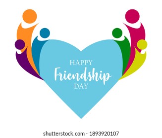 Happy Friendship Day cute poster. Hand written brush lettering, vintage retro style. Modern calligraphy design element for gift card template, banner, tee shirt print. Vector illustration.