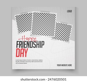 Happy Friendship Day design with 3 photo frame for a social media post
