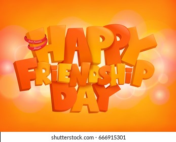 Happy friendship day design text elements on shiny background. Vector illustration