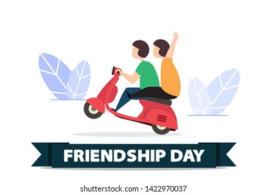 happy friendship day flat creative illustration vector of graphic , small people in friendship day flat illustration vector , vector friendship day flat illustration for banner website landing page