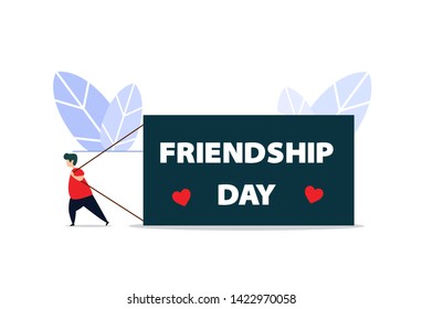 happy friendship day flat creative illustration vector of graphic , small people in friendship day flat illustration vector , vector friendship day flat illustration for banner website landing page