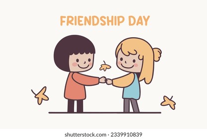 Happy friendship day, flat design two cute friends