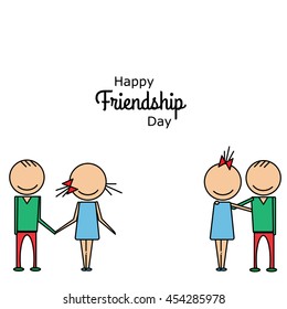 Happy friendship day. Flat line design of happy friendship day. Vector