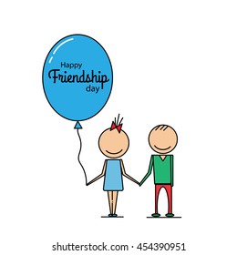 Happy friendship day. Flat line design of happy friendship day. Vector