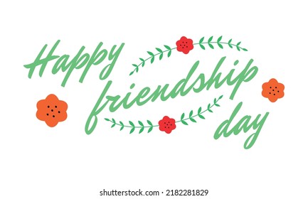 Happy Friendship Day with floral decor card template. Partnership and cooperation. Holiday event. Social media post design. Flat vector color illustration for poster, web banner, ecard