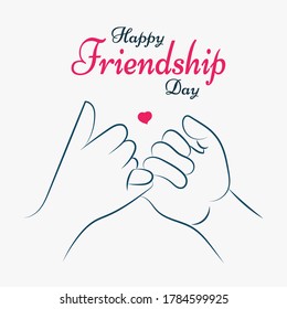 Happy Friendship Day, friends pinky promise, love illustration poster, vector