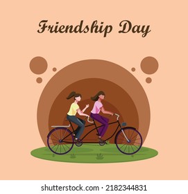 Happy friendship day greeting card with diverse friend group of people hugging together for special event celebration. EPS10 vector. 