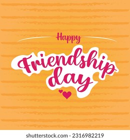 Happy Friendship Day Greeting Card Design. Friendship day typography greeting card creative idea with colorful background.