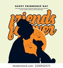 Happy friendship day greeting card social media post banner, friends, group, dosti, mitrata diwas celebration