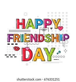 Happy Friendship Day Greeting Card Friends Holiday Banner Flat Vector Illustration