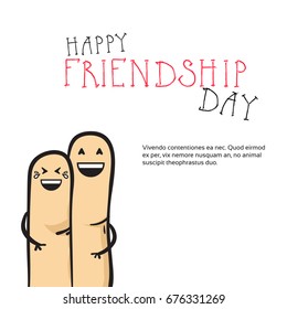 Happy Friendship Day Greeting Card Friends Holiday Banner Flat Vector Illustration