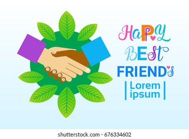 Happy Friendship Day Greeting Card Friends Holiday Banner Flat Vector Illustration