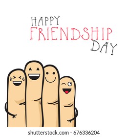 Happy Friendship Day Greeting Card Friends Holiday Banner Flat Vector Illustration