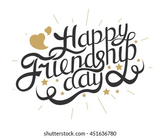 Happy Friendship Day Hand Drawing Vector Lettering design.
