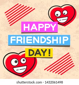 Happy Friendship Day Hand Drawn Vector Lettering Design. Perfect For Advertising, Poster Or Greeting Card