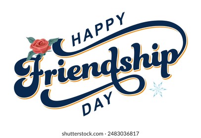 Happy Friendship Day hand drawn vector lettering design. Happy Friendship Day text vector, Happy Friendship Day typography	