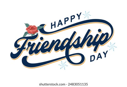 Happy Friendship Day hand drawn vector lettering design. Happy Friendship Day text vector, Happy Friendship Day typography	