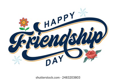 Happy Friendship Day hand drawn vector lettering design. Happy Friendship Day text vector, Happy Friendship Day typography	