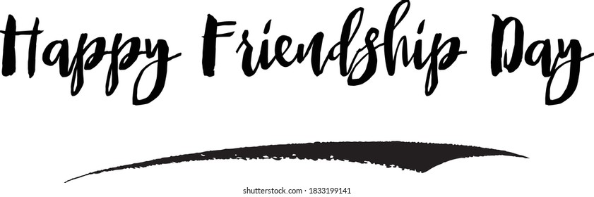 Happy Friendship Day Handwritten calligraphy Black Color Text On White Background