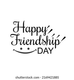 Happy friendship day handwritten lettering. Vector calligraphy with heart brush texture on white background. Vector illustration template design.