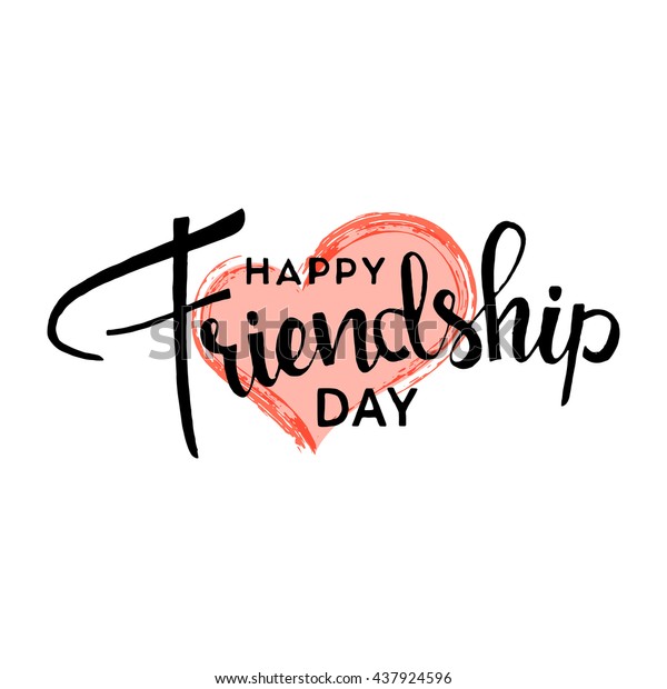 Happy Friendship Day Handwritten Lettering Vector Stock Vector (Royalty ...