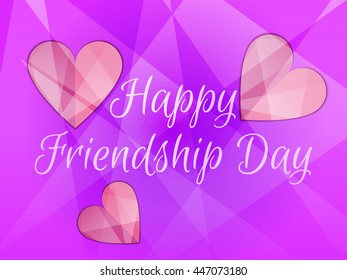Happy friendship day. Heart with rays of light, beautiful background. Vector illustration.
