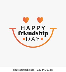 Happy friendship day illustration pink and orange with smiling face and hearts