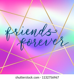 Happy Friendship Day Lettering Print Design. Friends Forever, Happy Together, Be My Friend Vector Hand Drawn Card Template.