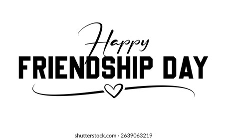 Happy friendship day lettering vector illustration.