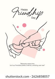 Happy Friendship Day Minimalist Vector Hands Linking Pinkies