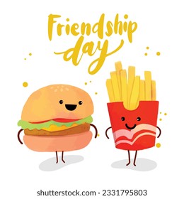 Happy Friendship Day Post with cartoon food