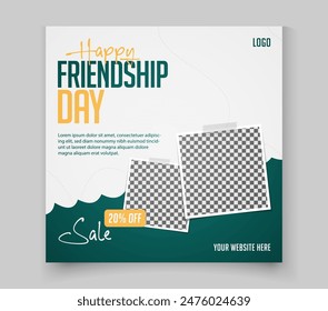 Happy Friendship Day post design with photo frames for a social media
