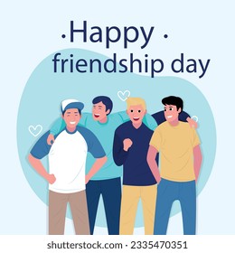 Happy Friendship Day Post Template with Boys Friends Group 