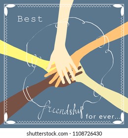 Happy friendship day postcard vector illustration